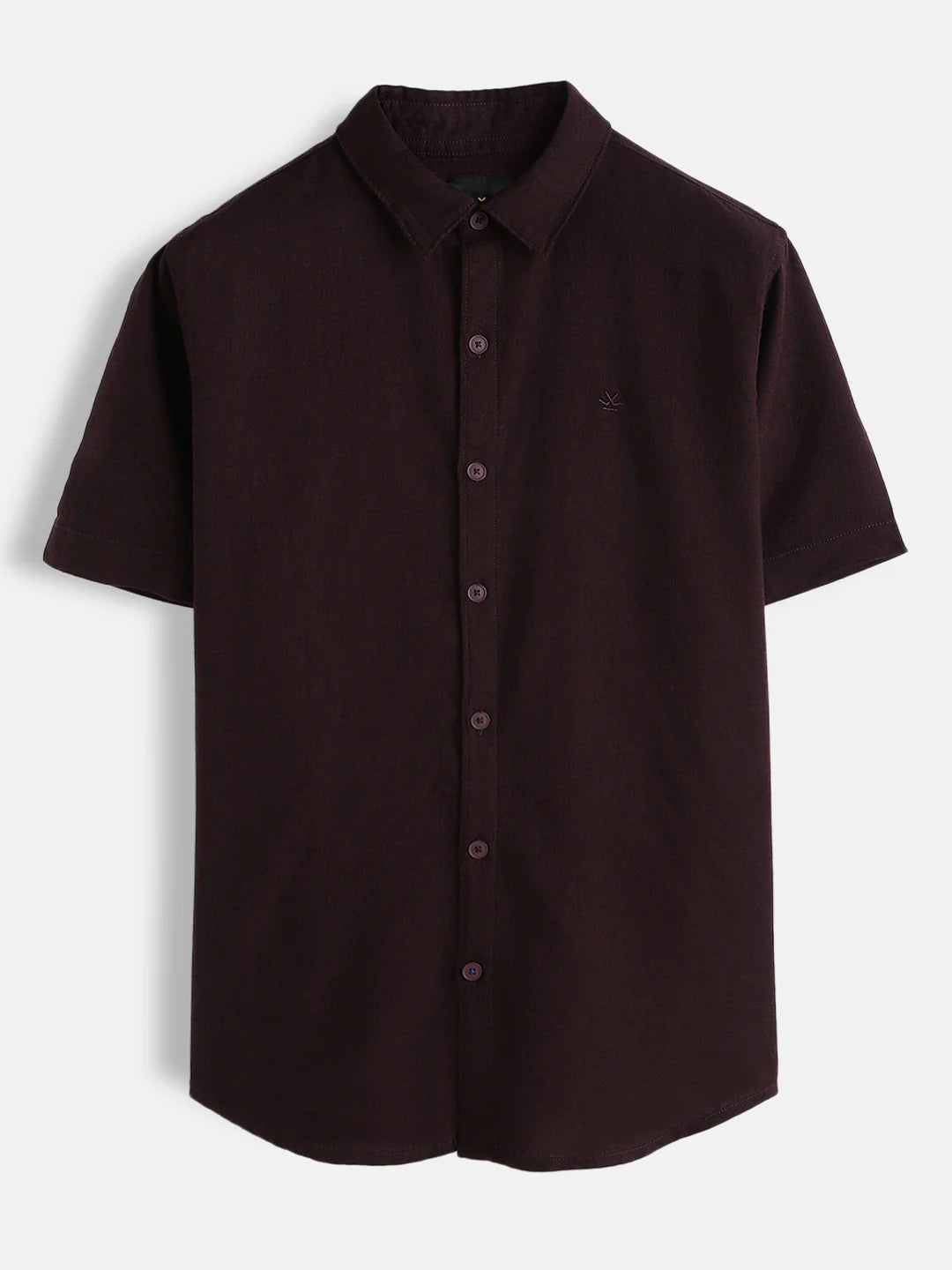 Classic Dark Brown Men’s Shirt | Short Sleeve Button-Down Casual Wear