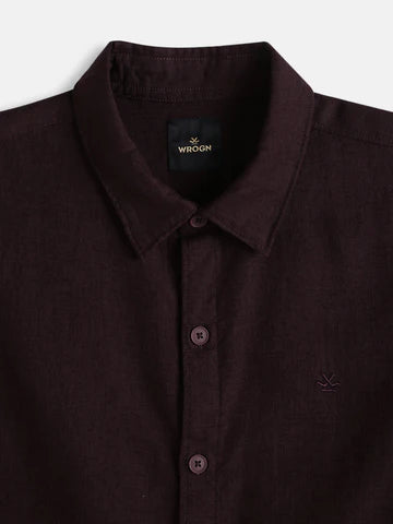 Classic Dark Brown Men’s Shirt | Short Sleeve Button-Down Casual Wear