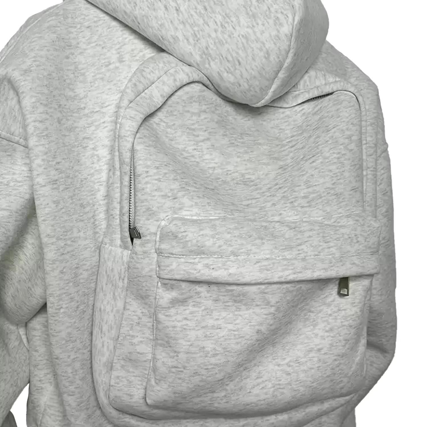 Men's Solid Custom Backpack Zip Up Hoodie